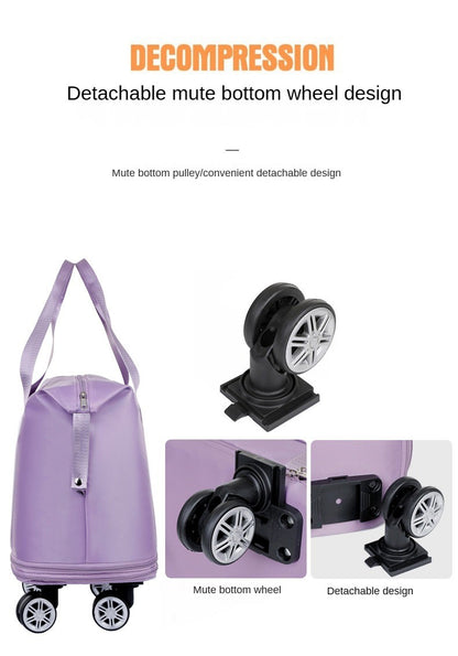 Universal Wheel Expandable Luggage Large Capacity Lightweight Travel Fitness Bag with Dry And Wet Separation Storage