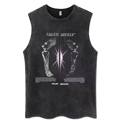 2025 Gothic Washed American Vintage Tank Tops Man Sleeveless Shirt Summer New Trendy Y2k Clothes Casual Gym Vest Oversized