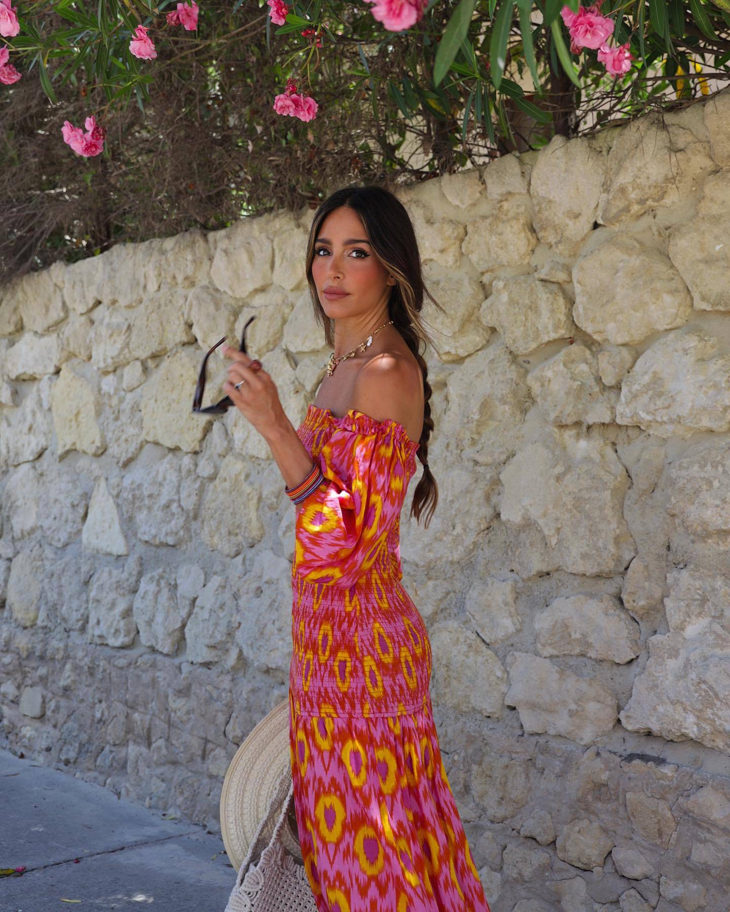 Women Summer Party Holiday Lady Streetwears Print Ruffle Pleated Long Dress Fash