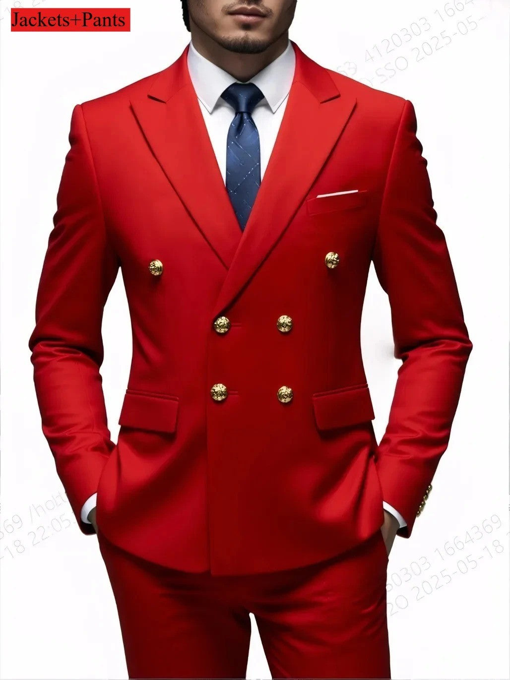 Double Breasted Light Gray Suit Men Wedding Prom Party Business Groom Tuxedo Wedding Suit (Blazer+Pant)