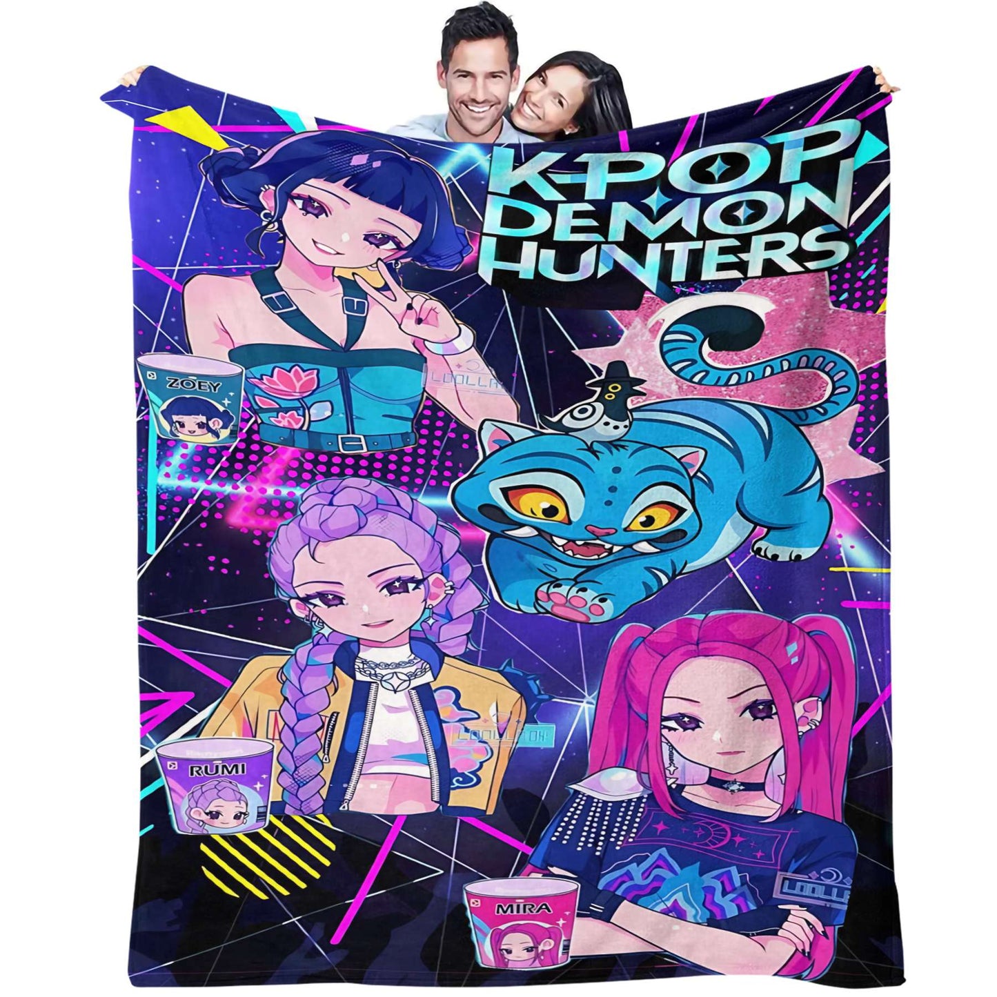 Manta K-Pop Demon Hunter Quente Anime Menina Equipe Manta de Flanela para Sofá Sala de Estar Inverno Quente Presente para Fãs