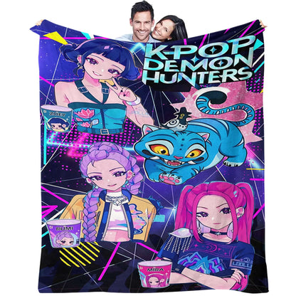 Manta K-Pop Demon Hunter Quente Anime Menina Equipe Manta de Flanela para Sofá Sala de Estar Inverno Quente Presente para Fãs