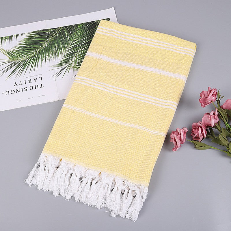 100X180cm oversized tassel Turkish cotton towel, blanket, suitable for bathing, beach,swimming pool, SPA, gym Striped bath towel
