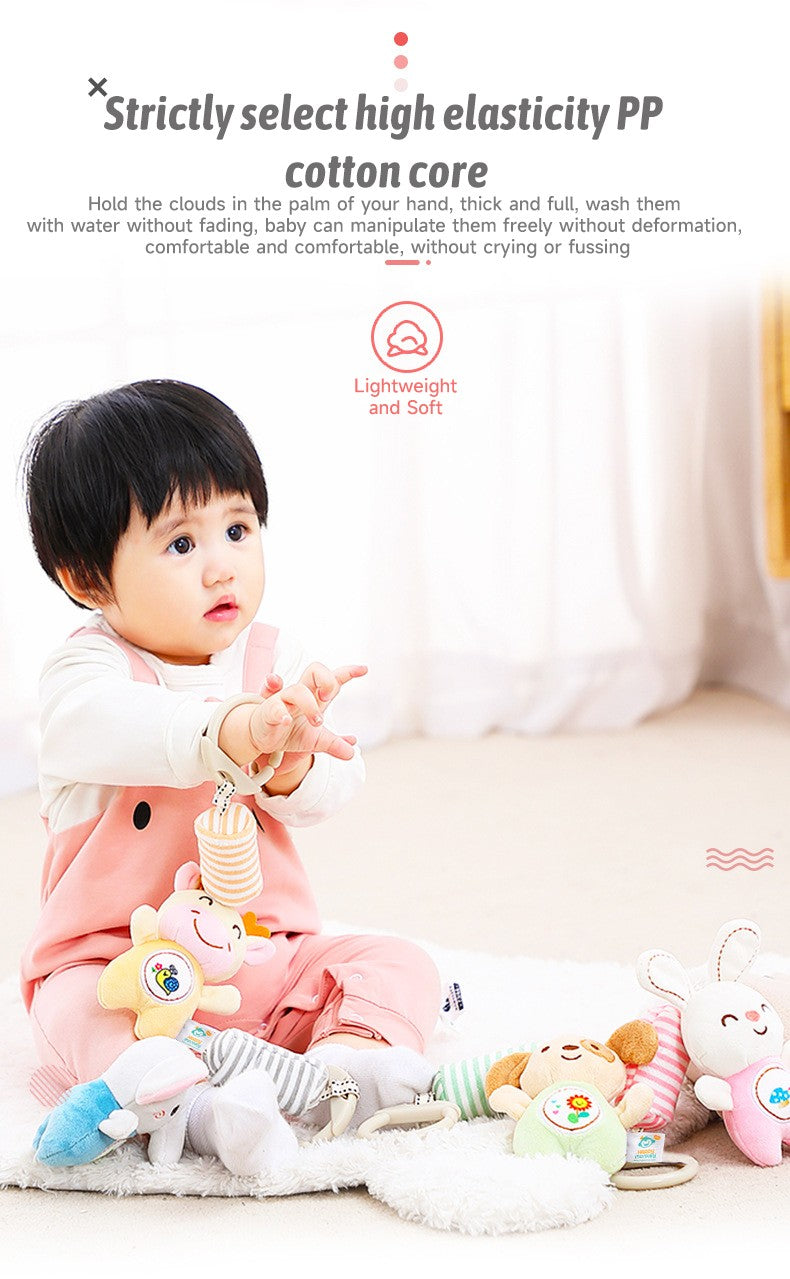 Baby Stroller Bed Hanging Bell Plush Toys Early Education Promote Children Color Cognition Sensory Plush Rattle Training Toys