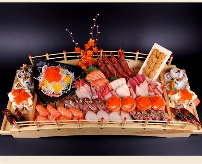 Culinária Japonesa em Bambu e Madeira Bandeja Criativa para Sushi Barco Ponte Pinheiro Prato Talheres para Sushi Decoração kawaii Utensílio de cozinha