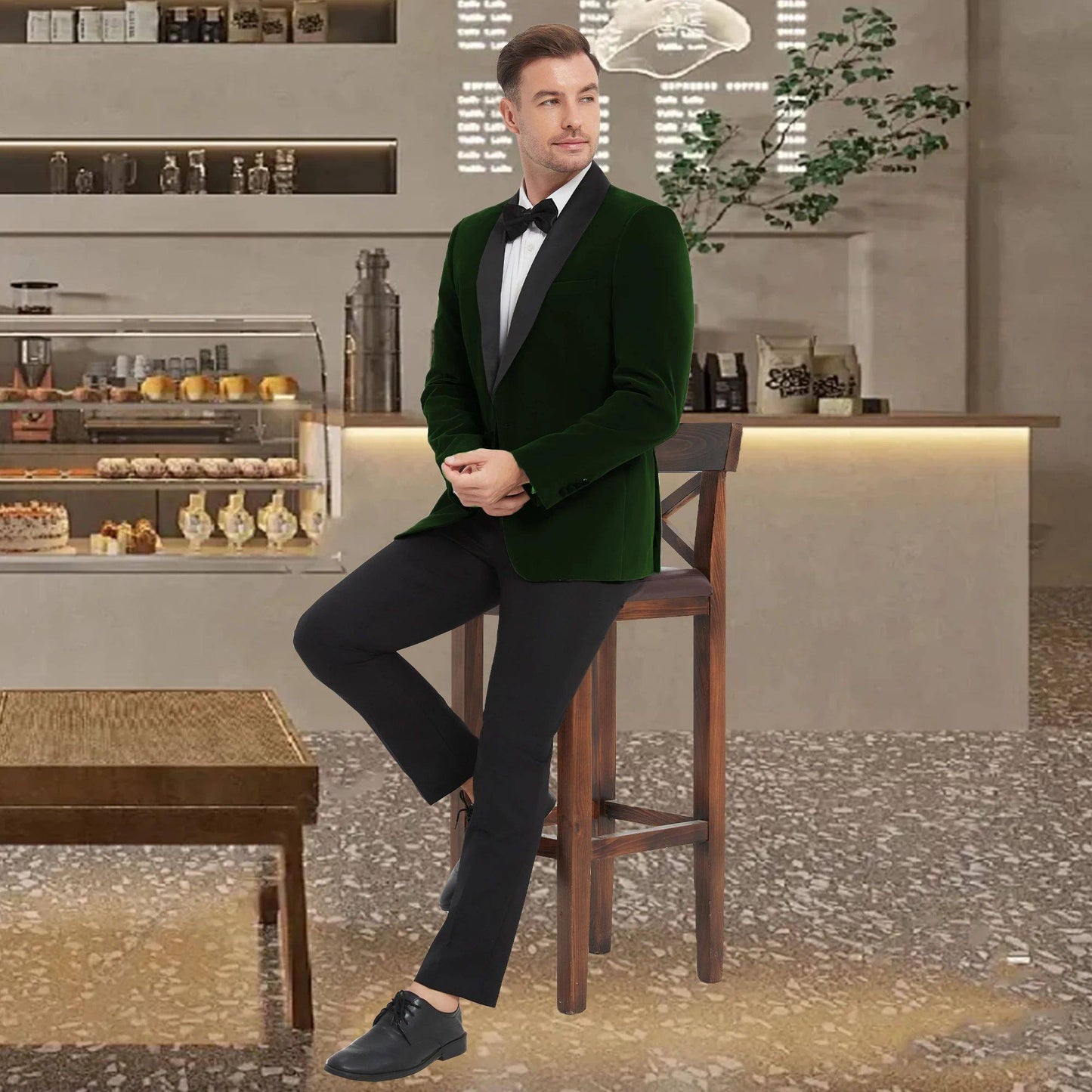 ?Velvet Elegance?Men's Single-Breasted Blazer | Long Sleeve Formal Jacket for Weddings, Business & Events