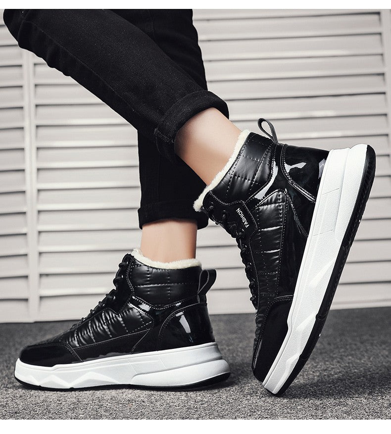 Trendy Silver Winter Boots Man High top Sneakers Outdoor Warm Plush Men's Snow Boots Platform Furry Ankle Boots Men Casual Boot