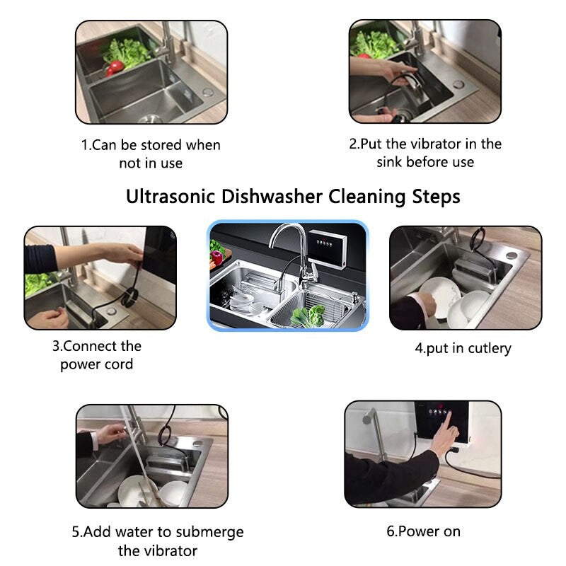 Household Portable Sink Dishwasher Small Free-standing Installation-free Kitchen 110V/220V Automatic Ultrasonic Wash Dishwasher