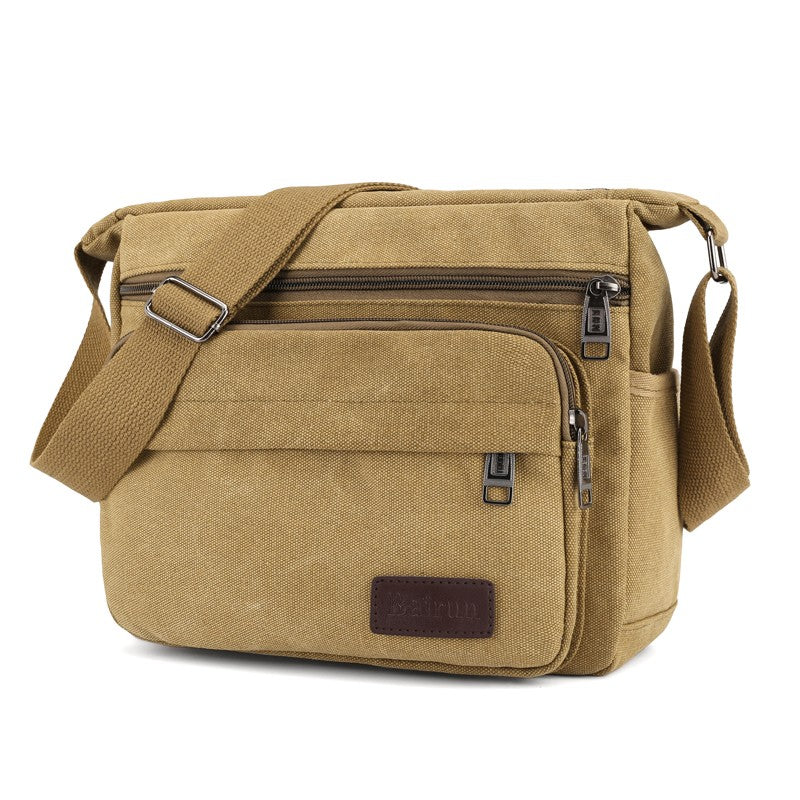 1 men's retro canvas crossbody bag, casual travel shoulder bag, outdoor sports shoulder bag with adjustable shoulder strap