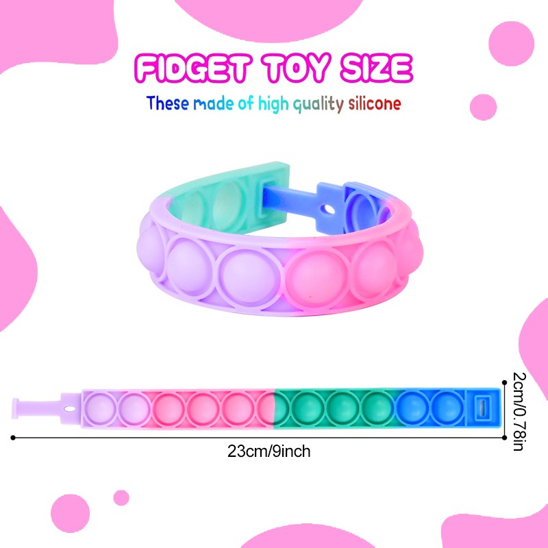 12Pcs Pop Bubble Bracelets Kids Fidget Sensory Toys Gift Children Birthday Party Favors Goodie Bag Pinata Filler Stress Relief