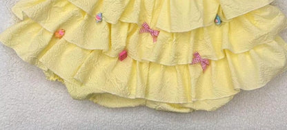 Japanese Kawaii Yellow Cake Skirts Women Casual Y2k Clothing Harajuku Cute Skirts Female Outwear Chic Party Bow Cosplays Girls