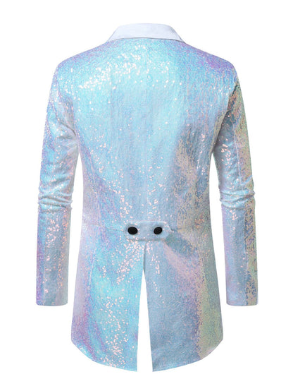 Fashionable Tailcoats for Men's Party Stage Banquets Nightclubs Performances Sequins Designs Slim Fit Blazer Masculino