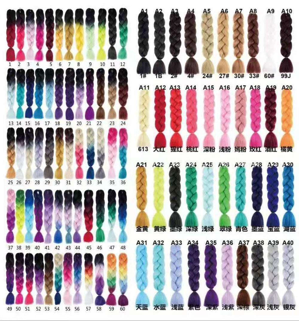 Cabelo Sintético Trança Jumbo 24 Polegadas Ombre Jumbo Extensão de Cabelo para Mulheres Tranças DIY Roxo Rosa Amarelo Cinza Lihu