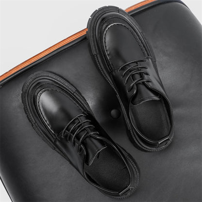 Fashion Thick Sole Leather Shoes Men Casual Shoes Classic Business Men Dress Shoes Breathable Lace-Up Handmade Shoes Moccasins