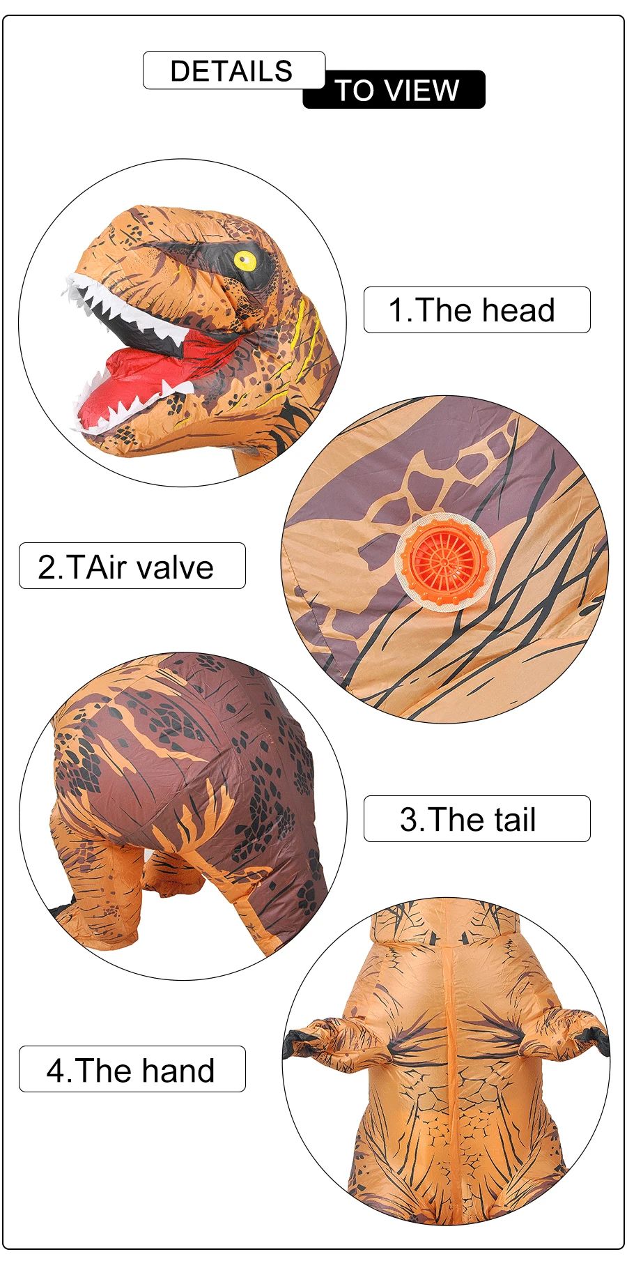 Tyrannosaurus Rex Inflatable Costume Adult Dinosaur Halloween Party Wear Fancy Dress Costume for Adults Festival Mascot