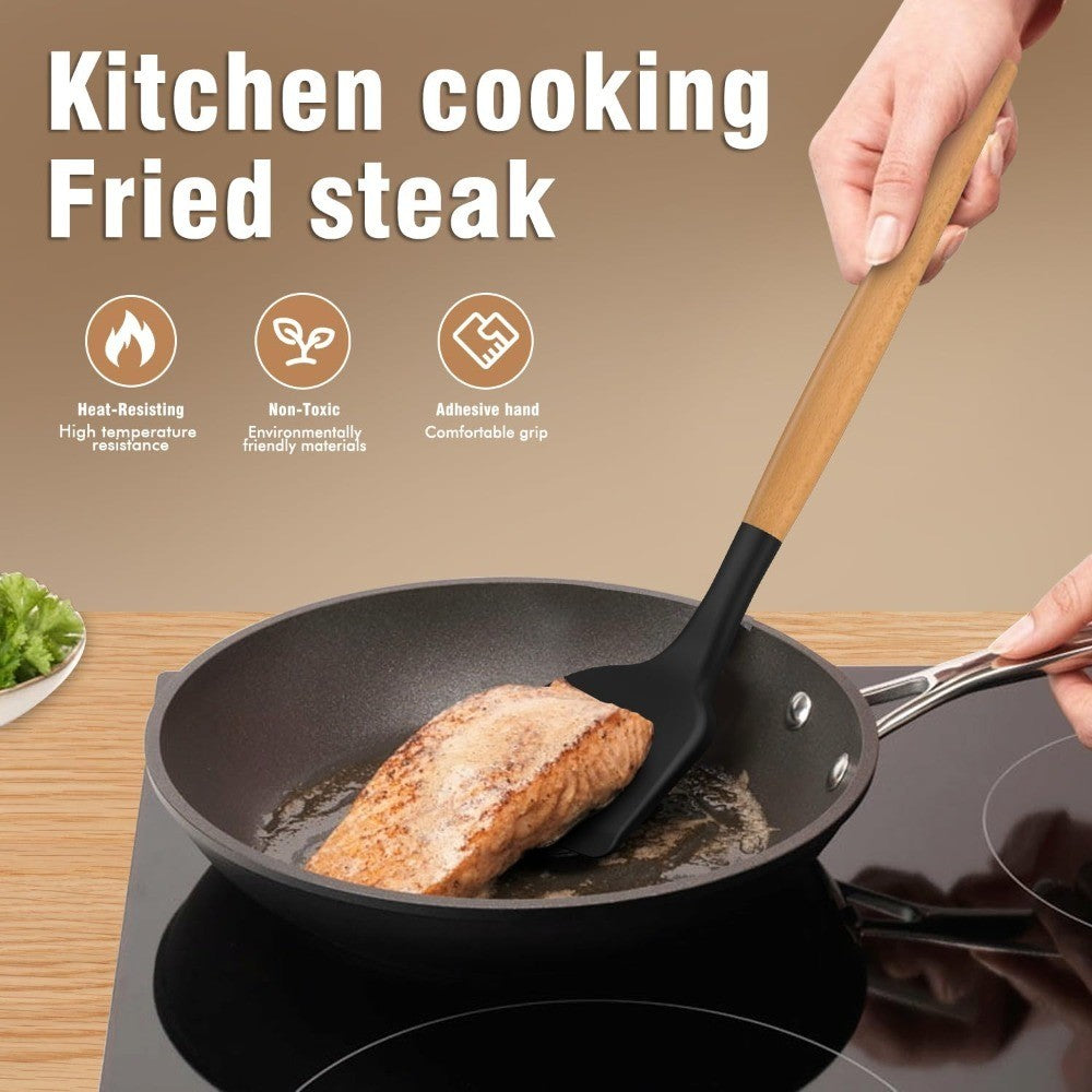 12PCS Silicone Kitchen Utensils Cooking Set Food Grade Cookware Utensils Turner Spatula Measuring Spoon Practical Kitchenware