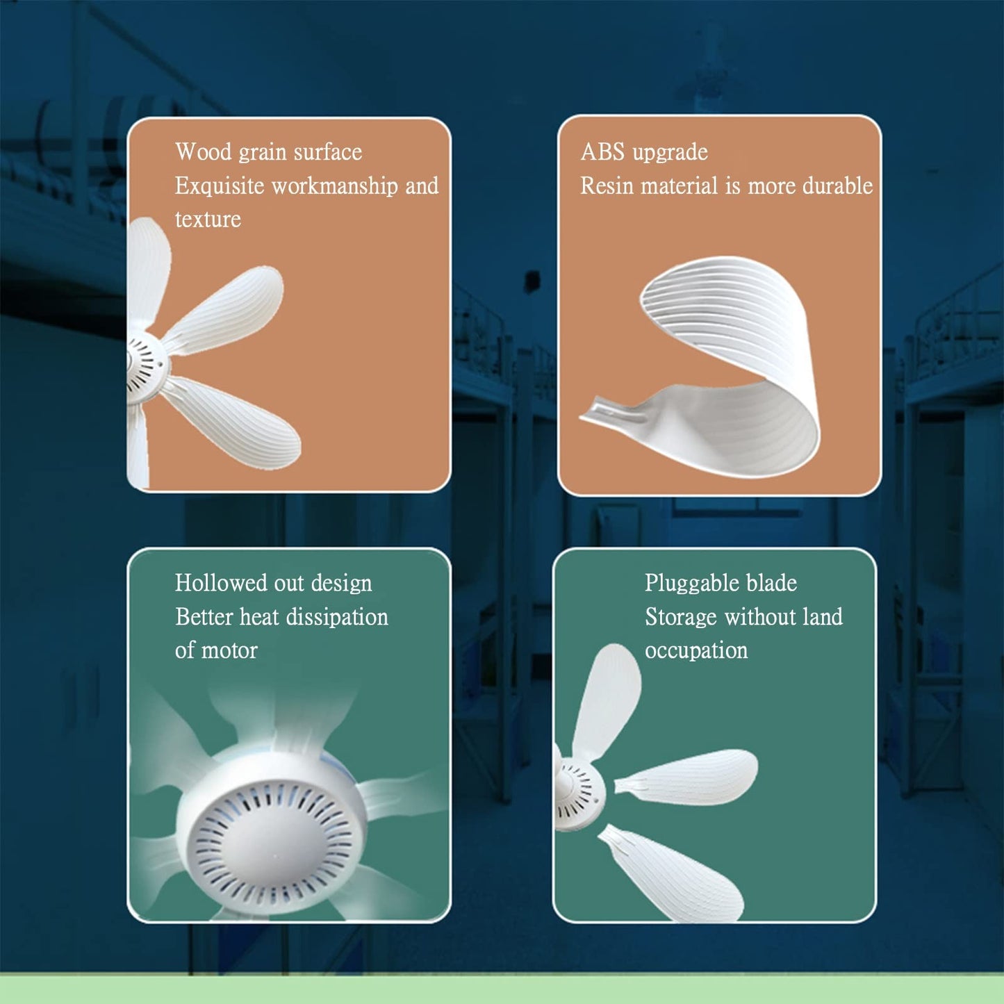 Silent 6 Leaves USB Powered Ceiling Canopy Fan with Remote Control Timing 4 Speed Hanging Fan for Camping Bed Dormitory Tent New