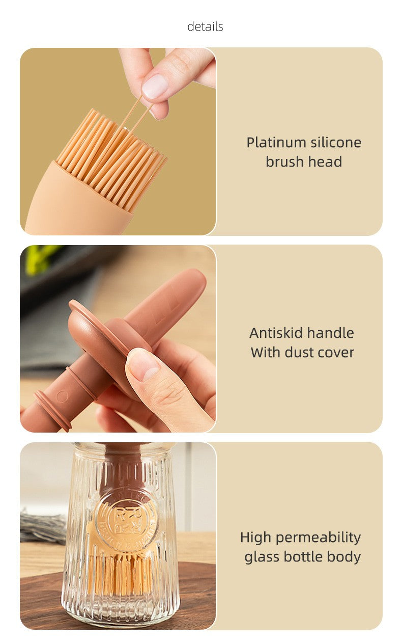 Silicone Oil Brush Temperature Resistant Oil Bottle Baking Pancake Barbecue Cooking Olive Oil BBQ Grilling Kitchen Gadget