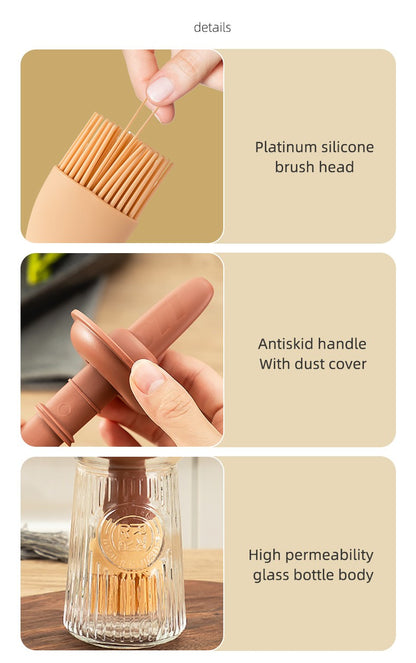 Silicone Oil Brush Temperature Resistant Oil Bottle Baking Pancake Barbecue Cooking Olive Oil BBQ Grilling Kitchen Gadget