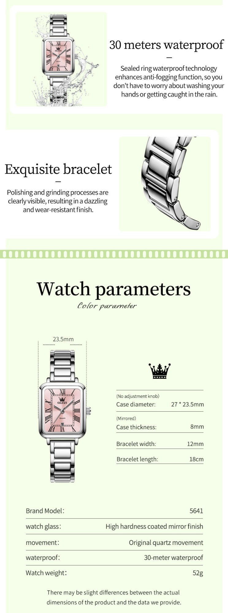 OLEVS 5641 Women Watch Original Luxury Quartz Watch Women's Roman Scale Waterproof Watch Fashion Elegant Dress Women's Watch