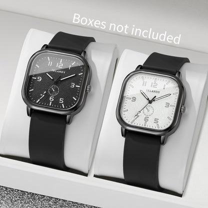 1/2/3PCS Fashion Square Women Watches Casual Silicone Strap Quartz Watches Sports Wristwatch For Men Women Students?Without Box?