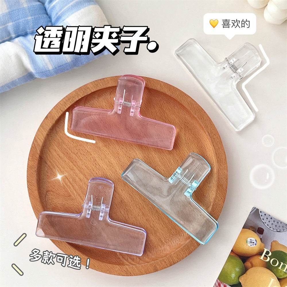 Cute Transparent Bingder Clips for School & Office Supplies Stationery Big Clear File Document Clamps