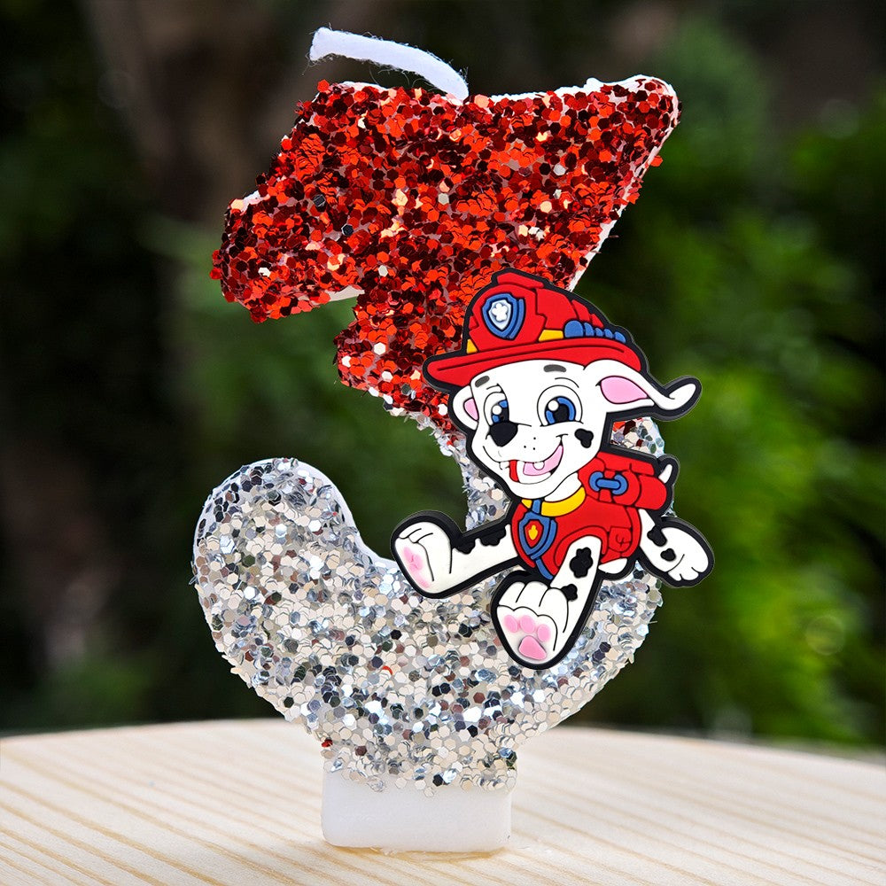 Paw Patrol Candle 0-9 Number Candle Paw Patrol Cartoon Character Party Cake Plug-in Birthday Cake Decoration Baby Shower Gift