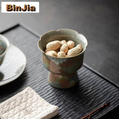 Bandeja de Frutas Crisântemo com Esmalte Craquelado Pintada à Mão Pratos Tigela Alta Chinesa Pratos Boutique para Servir Alimentos Ornamentos 120ml