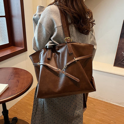 Retro Big PU Leather Shoulder Bag for Women 2025 Winter Trend New Y2K Fashion Handbags Females Travel Luxury Tote Bag  bolsas