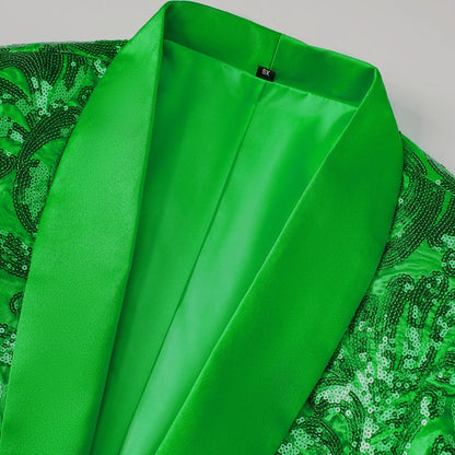 2025 New Men Sequined Suit Single Button Slim Fit Jacket Fashion Singer Bar KTV Stage Performance Luxurious Dress Blazers