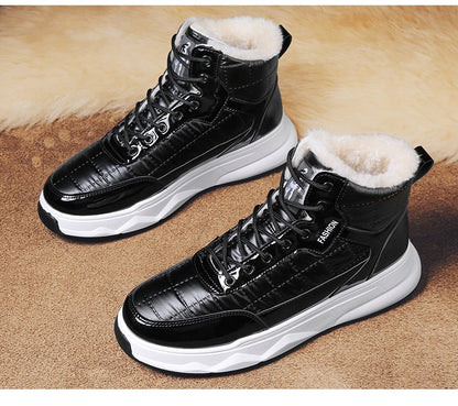 Trendy Silver Winter Boots Man High top Sneakers Outdoor Warm Plush Men's Snow Boots Platform Furry Ankle Boots Men Casual Boot