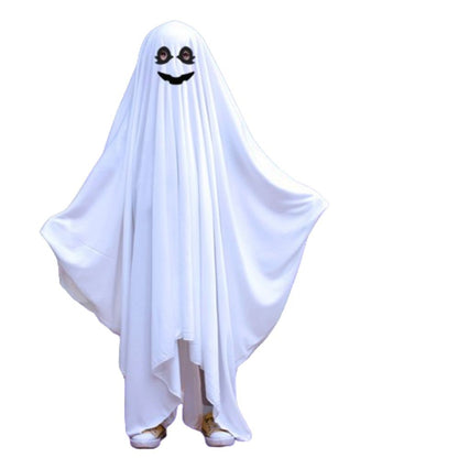 Hooded Halloween Cloak Cape Funny Cosplay Smile Face Ghost Poncho Robe Fright Clothes Black Eye Ghost Cosplay Costume