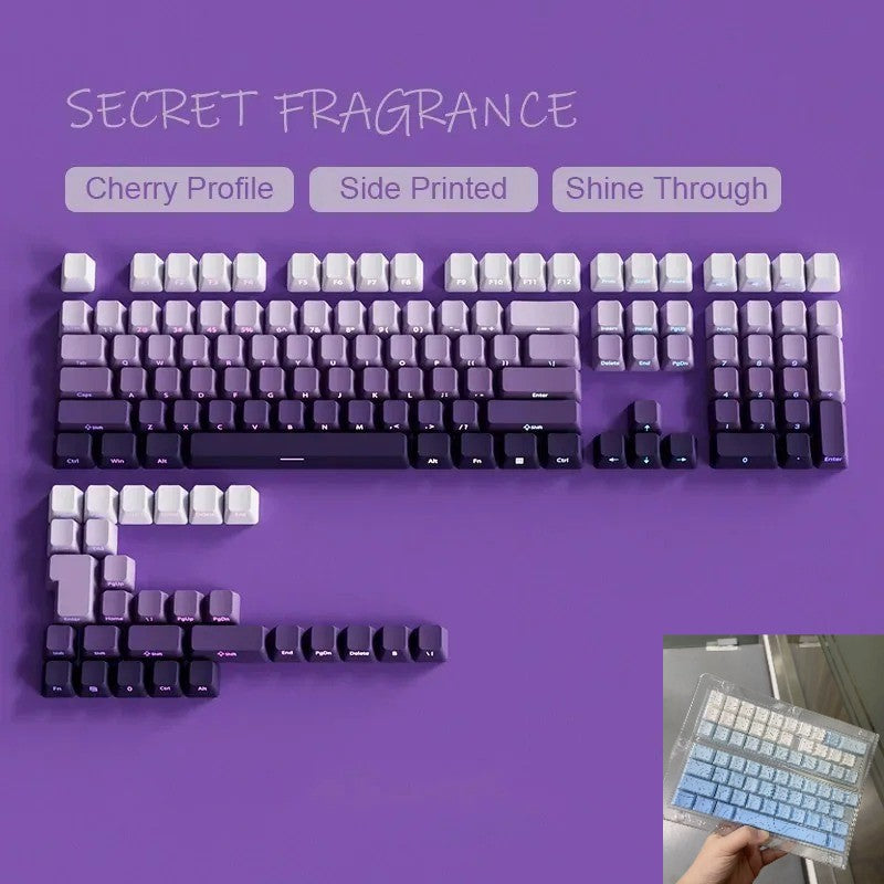 Novas Teclas 133 Gradiente Verde Shine Through Keycaps Impressão Lateral PBT Keycap Perfil Cherry Double Shot para Teclados Mecânicos