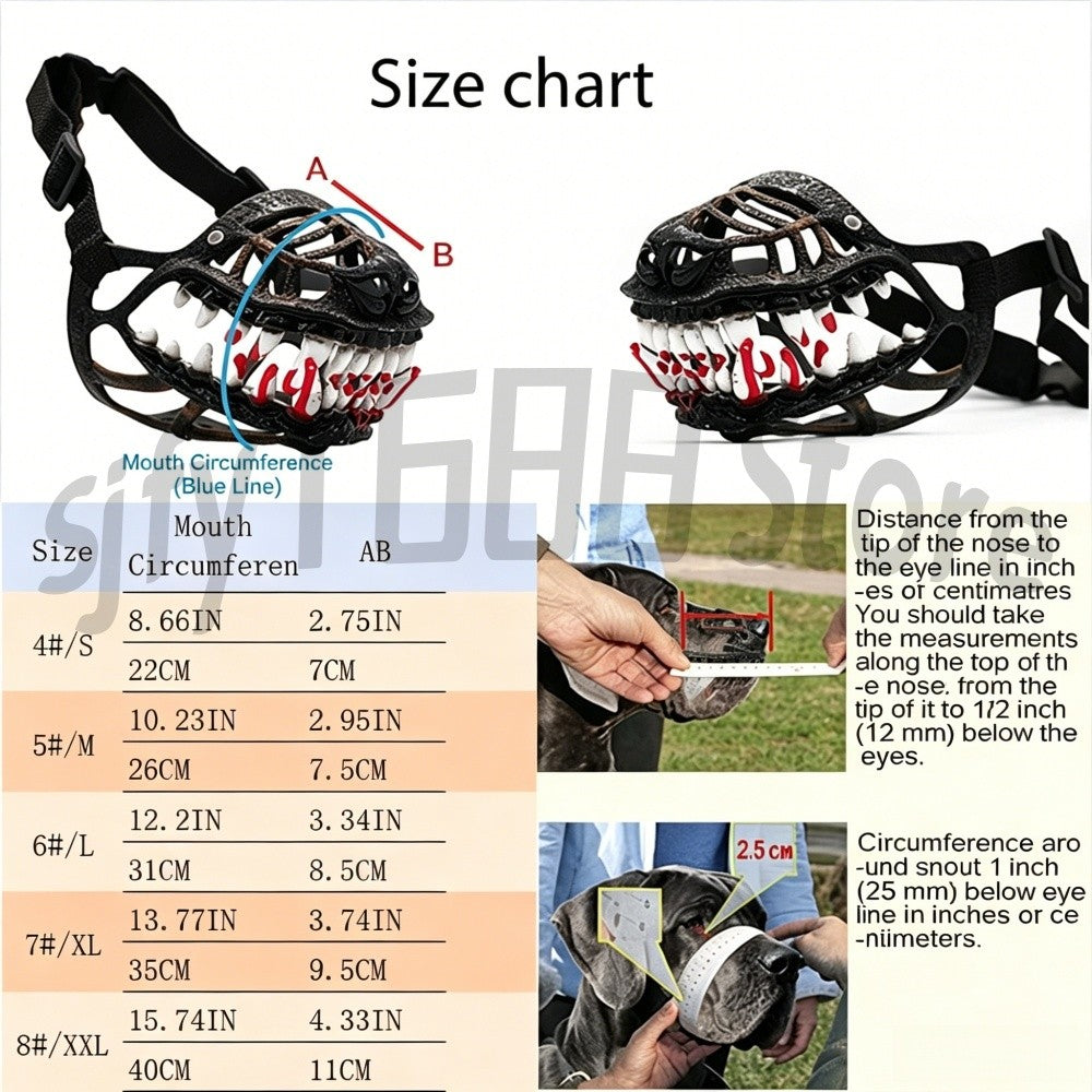Scary Bloody Dog Muzzle for Halloween,Hilarious Dog Costume Muzzle with Large Horror Teeth, Covering Party Comedy Accessory