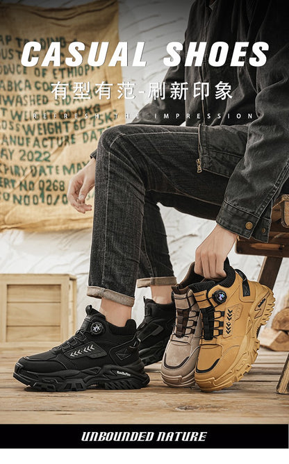 New Men's Casual Outdoor Construction Site Work Durable Safety Shoes, Black for Outdoor Mountain Climbing and Hiking Sports