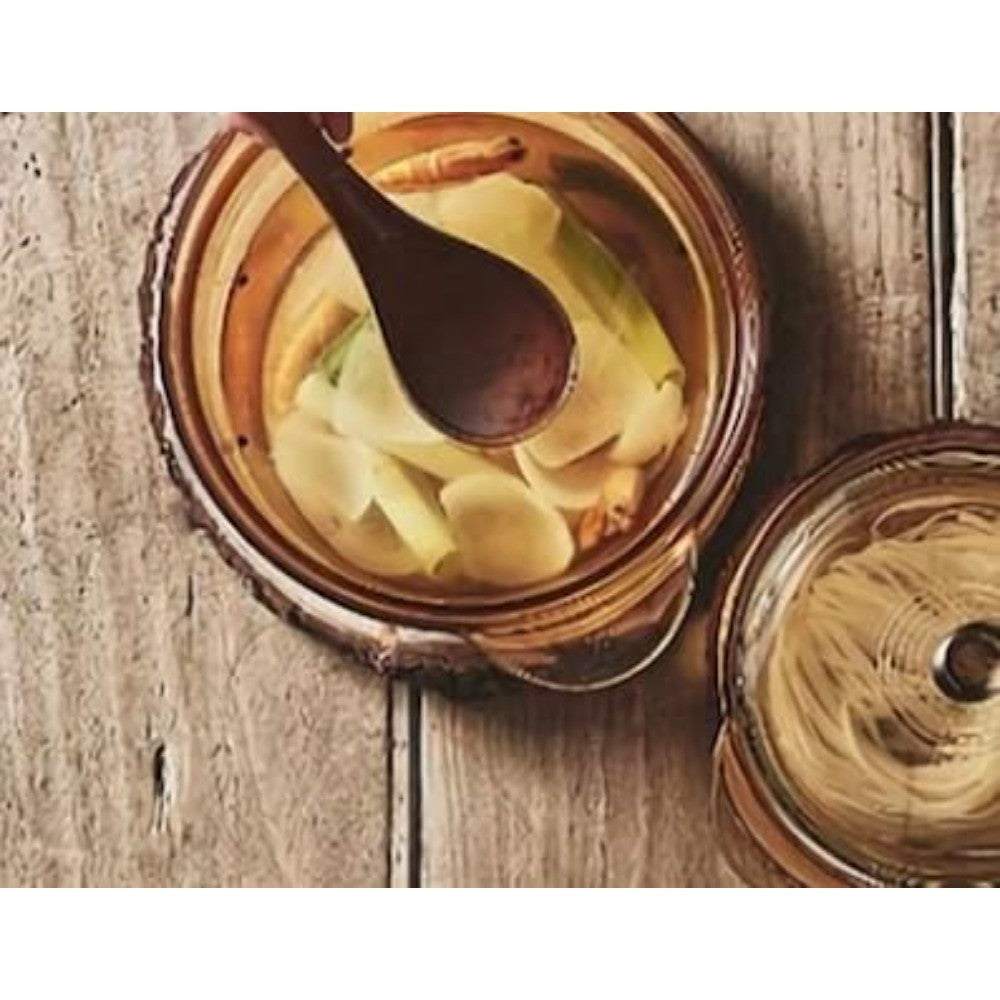 Panela Dupla Alça em Vidro Cerâmico Refratário com Tampa, Caçarola de 2,5L para Fogão e Forno – Utensílio de Cozinha Transparente Âmbar