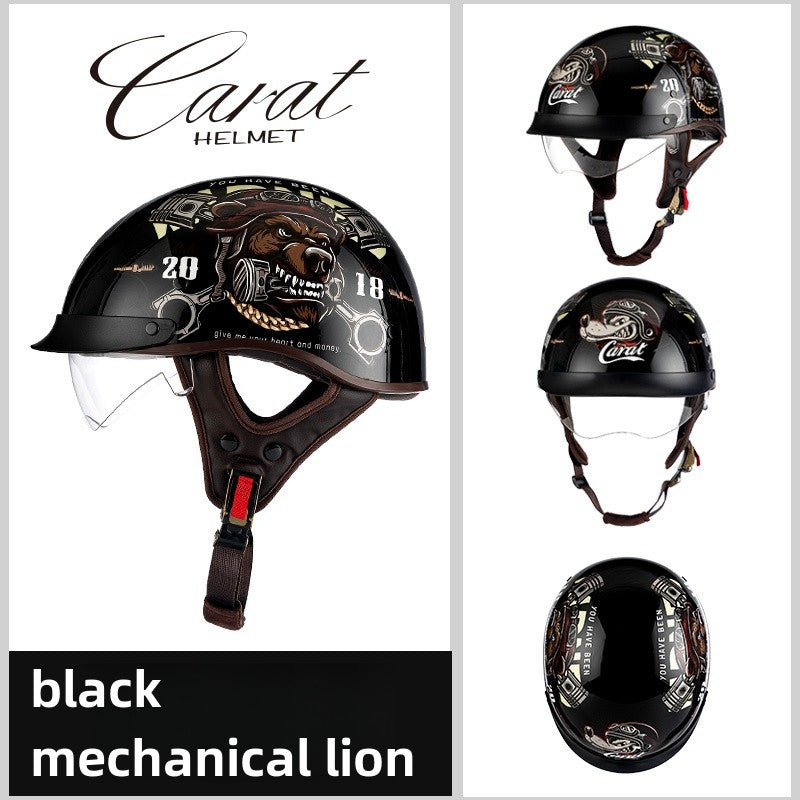 Motorcycle Half Helmet High-quality Retro Carat Multi-Purpose Headgear Classic Design Stylish Safe Comfortable Original Decals