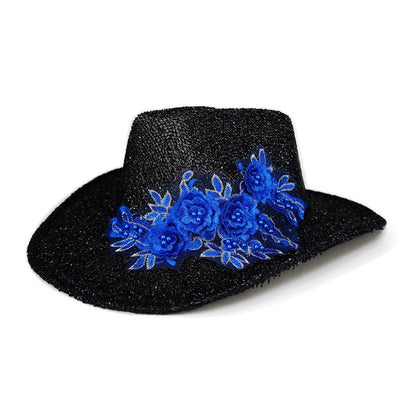 3d Flower Fedora Exquisite Fashion Panama Hat Embroidery Fedora Hat Superior Women'S Wedding Hat For Party Fashion Outfit