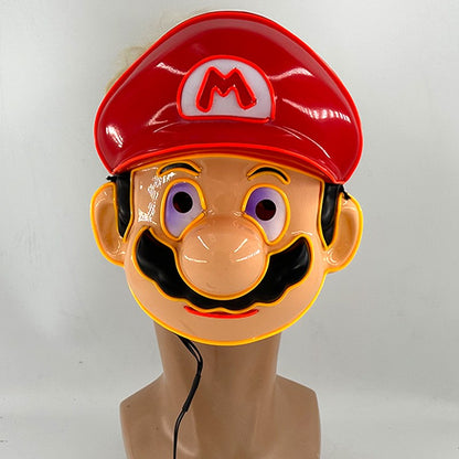 Funny Glowing Masquerade Disguise Mask Props Adult Kids Game Theme Cosplay Luminous Mask Carnival Neon Light Up Supplies