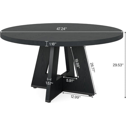 Tribesigns Round Dining Table Wood Kitchen Table for Dining Room, 47 in Dinning Room Tables for 4 Man, Farmhouse Dinner Table wi