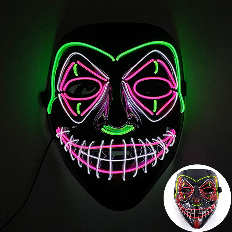 Scary Wireless Glowing LED Mask Halloween Party Supplies Neon Purge Mask Cosplay Luminous Face Masks Carnival Festival Props