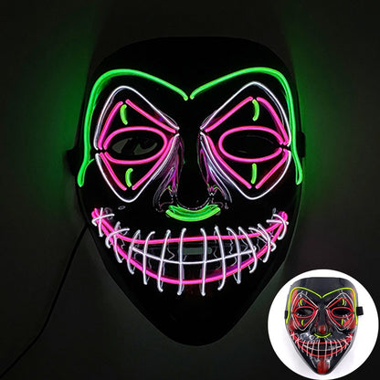 Scary Wireless Glowing LED Mask Halloween Party Supplies Neon Purge Mask Cosplay Luminous Face Masks Carnival Festival Props
