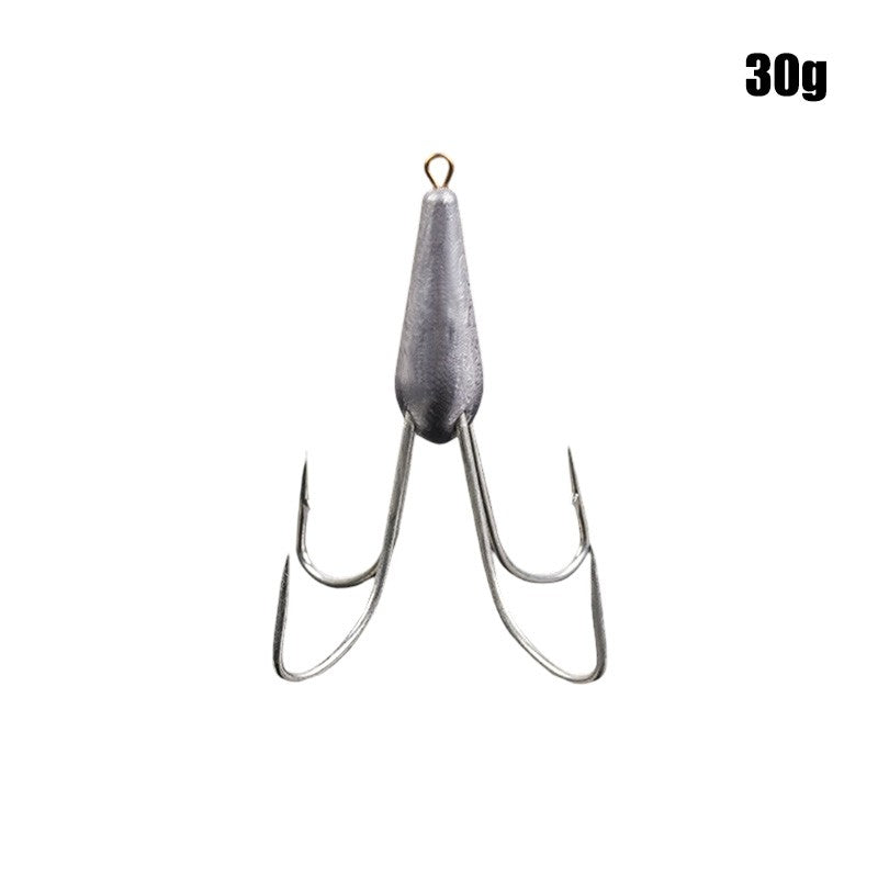 Anzóis de Pesca Triplos Prateados de Aço Carbono com Farpa 20g/30g/40g/50g/60g/80g Agulha de Pesca Acessórios de Pesca
