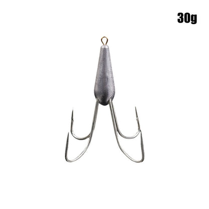 Anzóis de Pesca Triplos Prateados de Aço Carbono com Farpa 20g/30g/40g/50g/60g/80g Agulha de Pesca Acessórios de Pesca