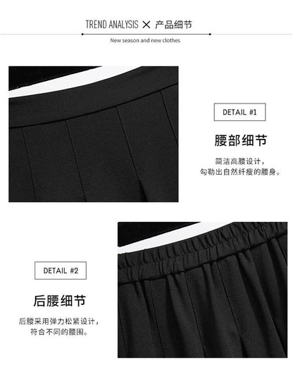 150Kg Plus Size Women's Autumn Loose Pleated A-Line Skirt 4XL 5XL 6XL 7XL 8XL 9XL Solid Elastic Waist Skirt Black