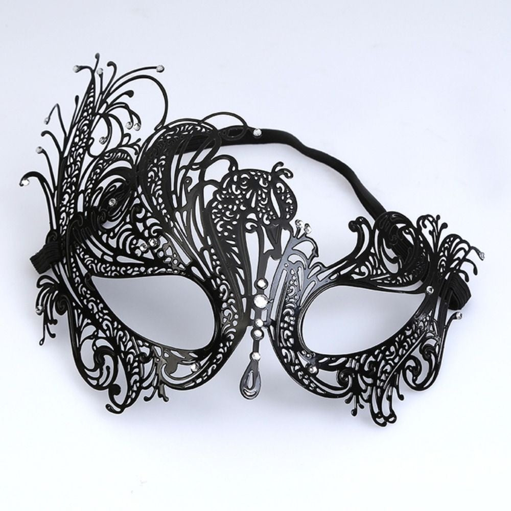 Black Gold Skull Metal Mask Halloween Rhinestone Half Face Venetian Masquerade Men White Women Skull Party Mask