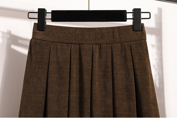 2025 Plus Size Pleated Skirts Solid Versatile Medium Length Skirt A-Line Maxi Gown Cover Autumn Winter New Half-length Skirt