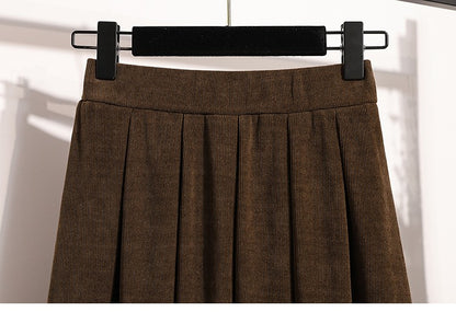 2025 Plus Size Pleated Skirts Solid Versatile Medium Length Skirt A-Line Maxi Gown Cover Autumn Winter New Half-length Skirt