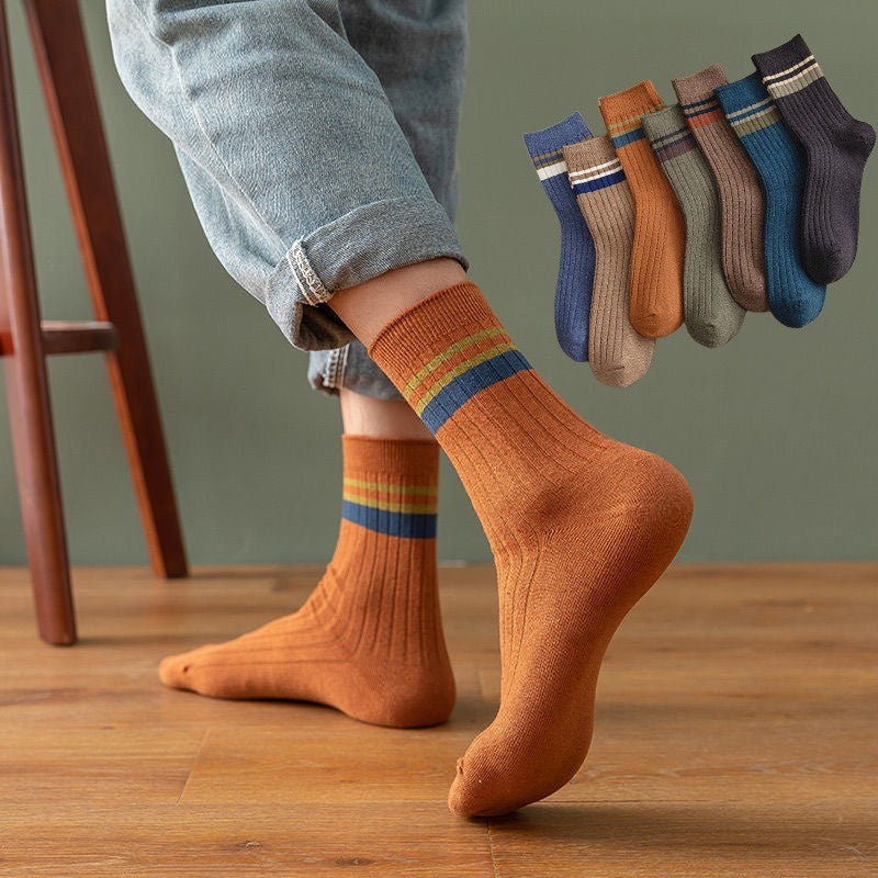 10 Pair Men's Striped Socks Spring Fashion Casual Socks High Quality Harajuku Retro Socks Man