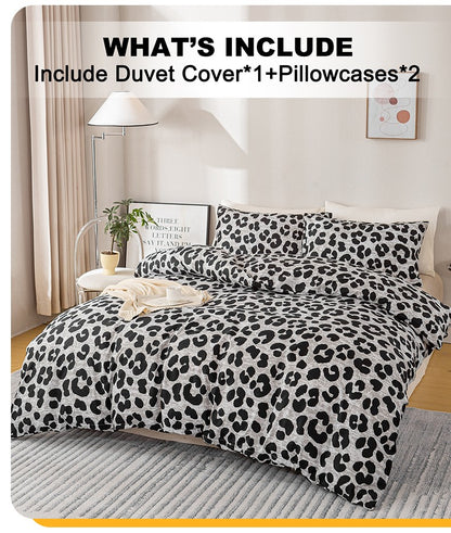 3pcs Leopard Print Duvet Cover Set, Soft Skin-Friendly Bedding Set Includes 1 Duvet Cover And 2 Pillowcases